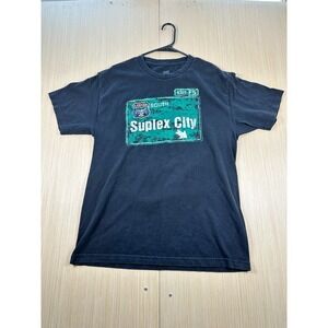 WWE Authentic Brock Lesnar Suplex City T Shirt Mens Large Black Graphic Print